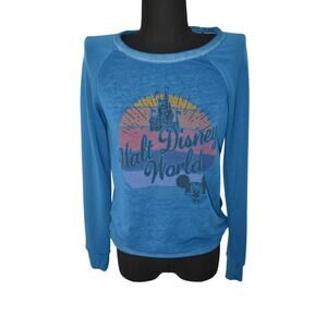 Disney Parks Cinderella Castle and Mickey Blue Long Sleeve XS